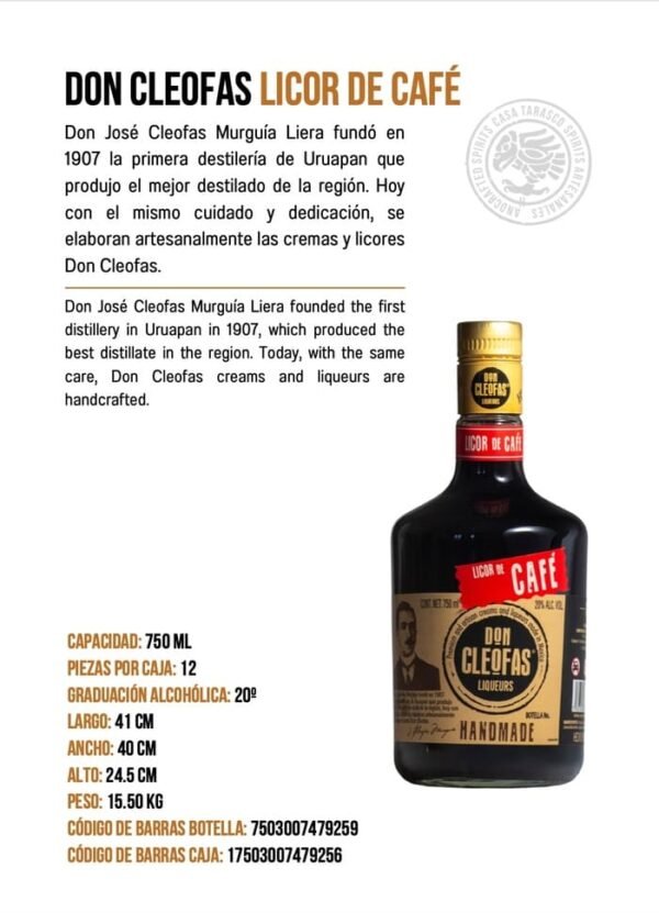 Licor de Café Don Cleofas 750ml - Imagen 2